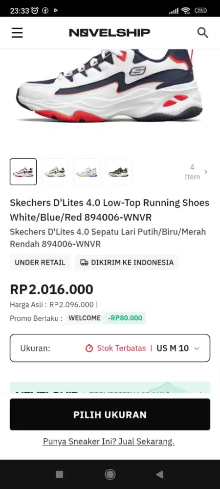 Sepatu original Skechers D'Lites 4.0 Low-Top Running