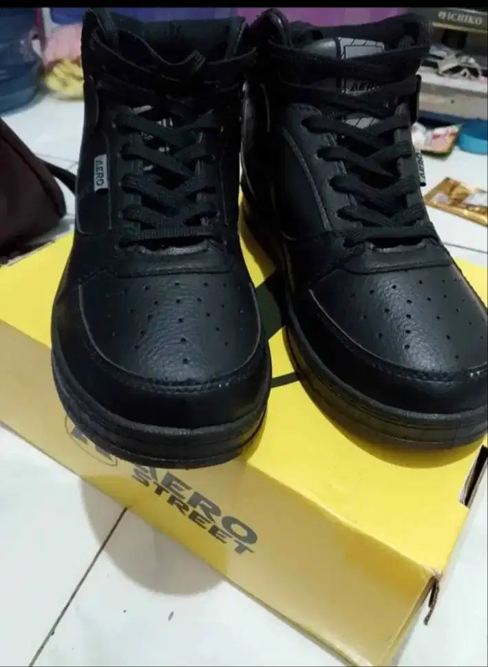 Aerostreet Hoops High 2.0 All Black - Sepatu Sneaker Casual