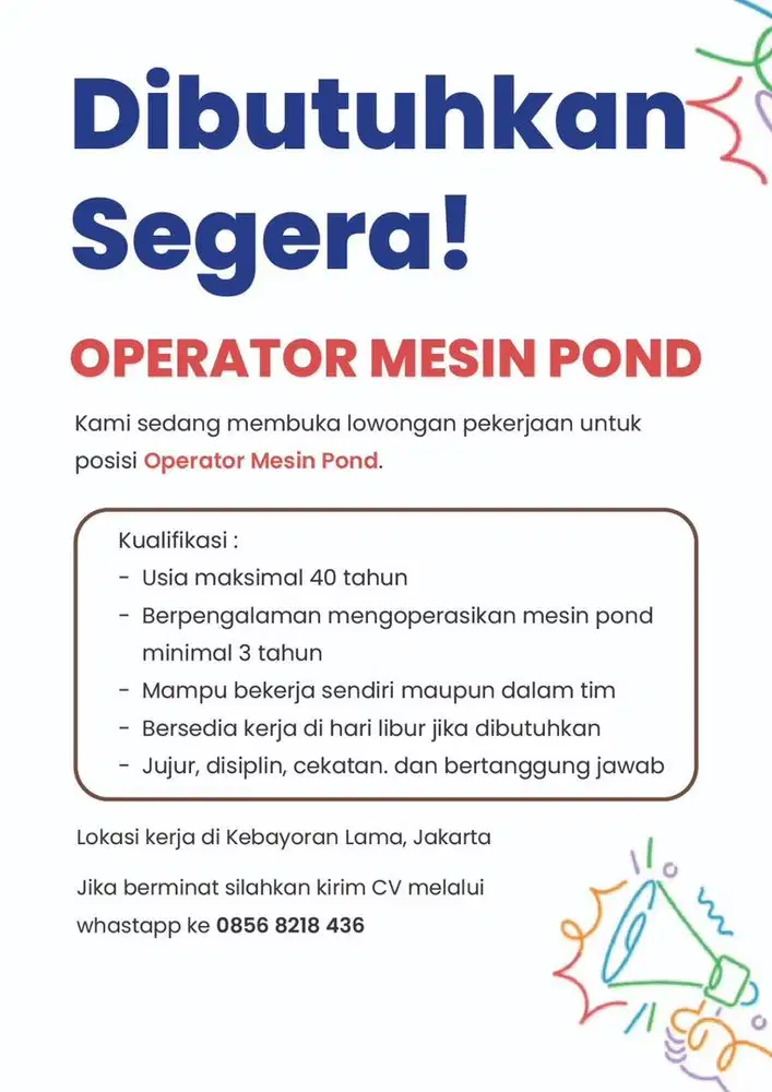 Operator Mesin Pond