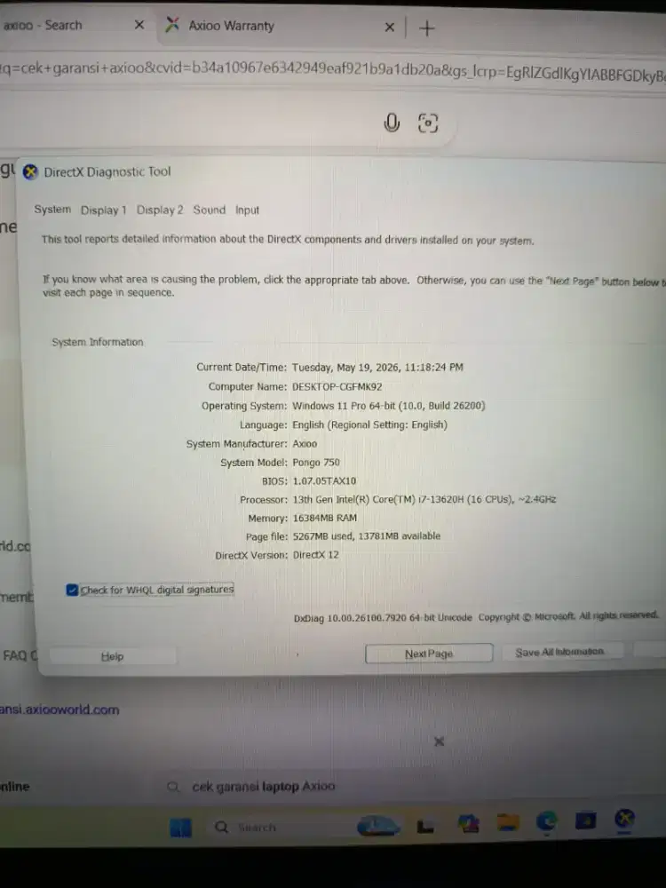Axioo Pongo 750 RTX 4050 Vram 6gb