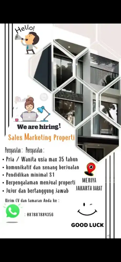 OPEN LOKER SALES PROPERTI , Meruya Jakarta-Barat