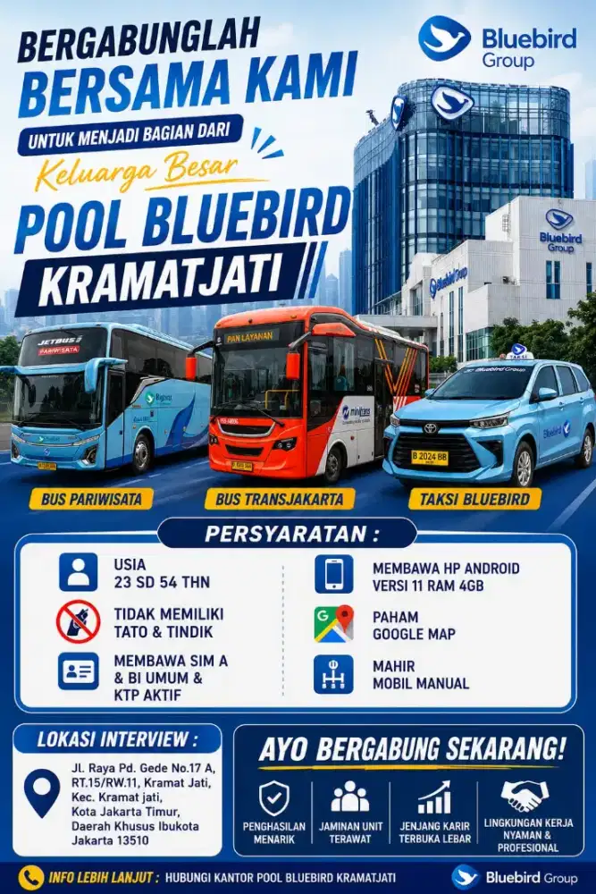 Lowongan driver blue bird