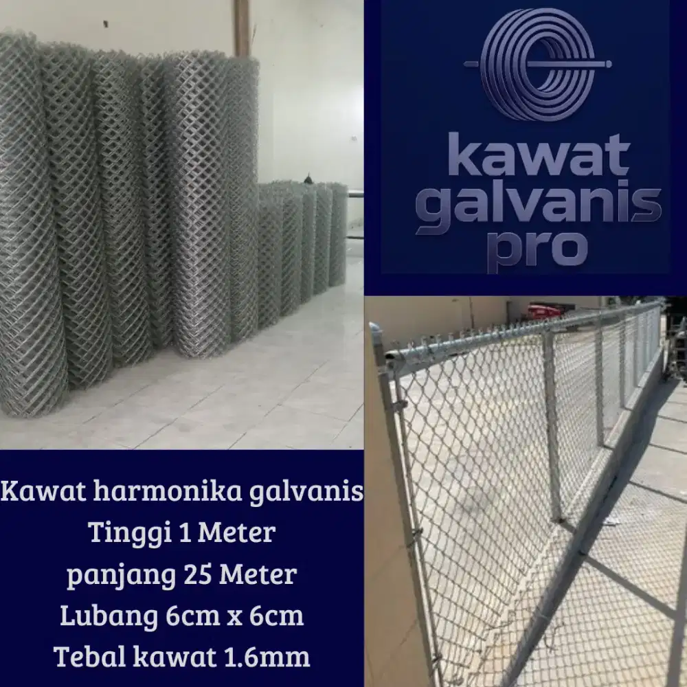 Kawat harmonika,Tinggi 1 Meter,Panjang 25 Meter,Lubang 6cm,tebal 1.6mm