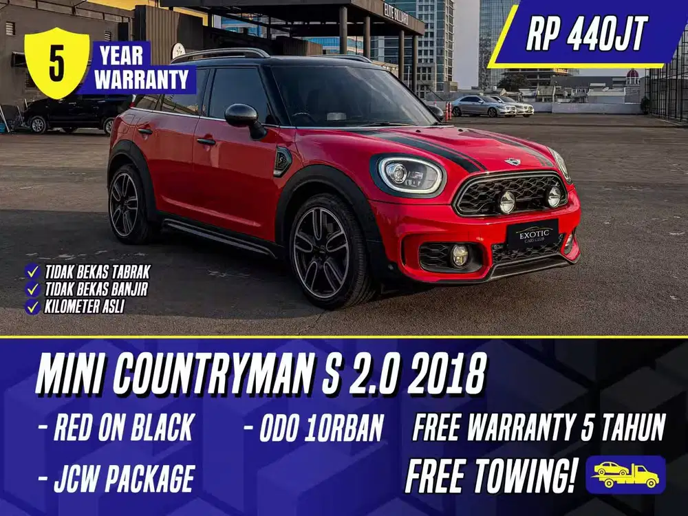 [ GARANSI 5TH ] Mini Countryman S 2.0 JCW 2018 Red Black Merah Cooper