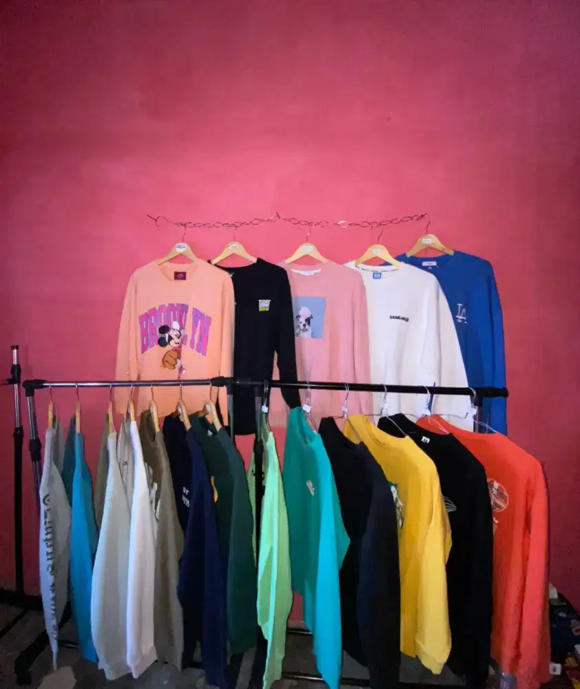 Thrifting Cardigan crewneck kaos hitam polos