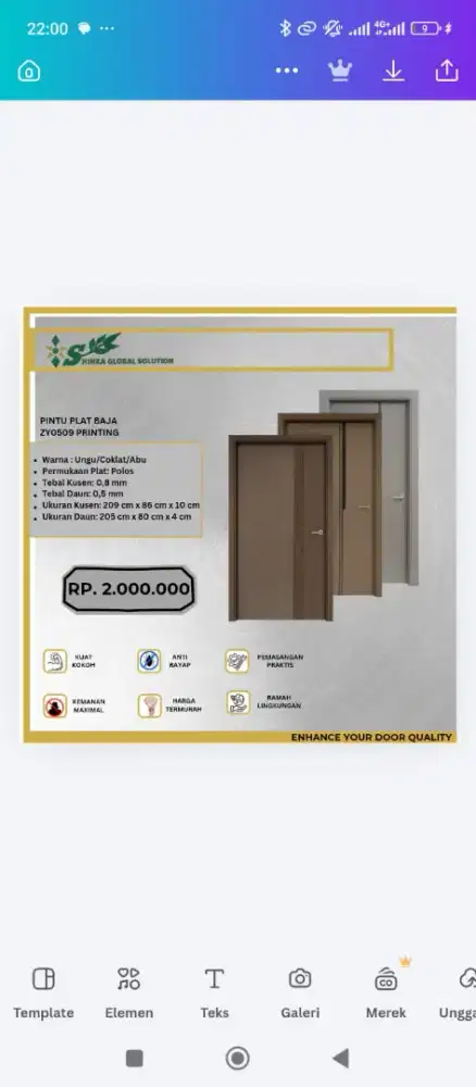 Pintu Plat Baja tipe ZY0509 PRINTING