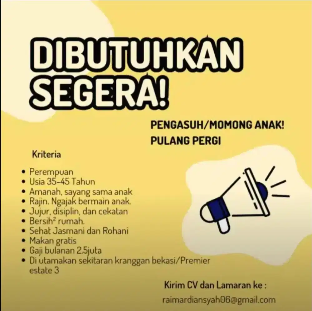 Di cari pengasuh + Bersih² rumah
