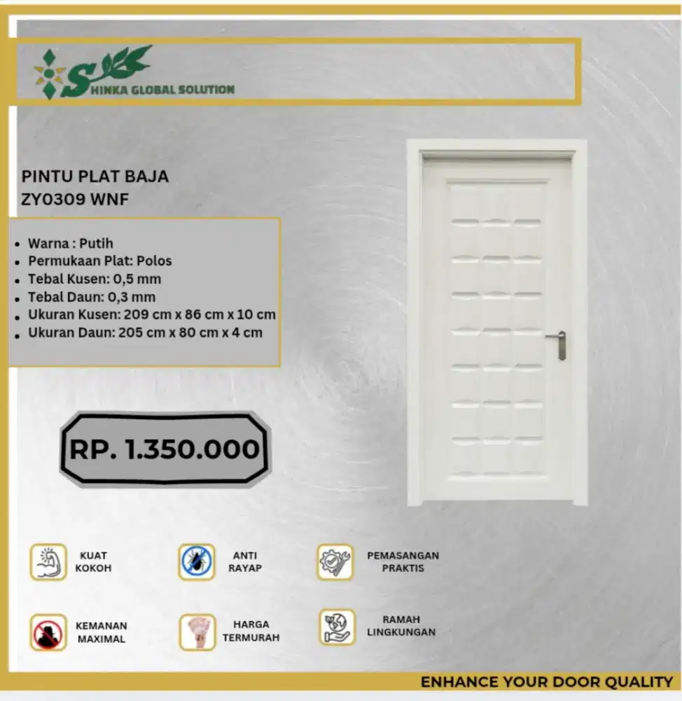 Pintu Plat Baja tipe ZY0309 WNF