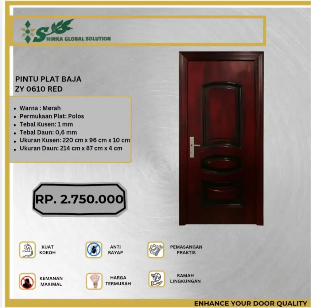 Pintu Plat Baja tipe ZY  0610 RED