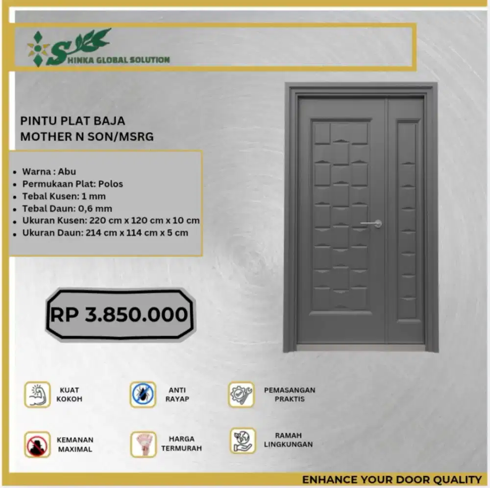 Pintu Plat Baja Tipe MOTHER N SON /MSRG