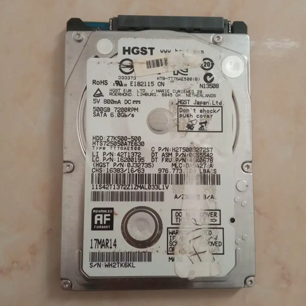 HDD Laptop Slim HGST 500GB SATA3 Joss 100%