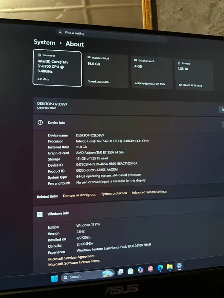 CPU core i7 ram 16