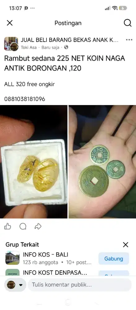 Borongan koin dan rambut sedana