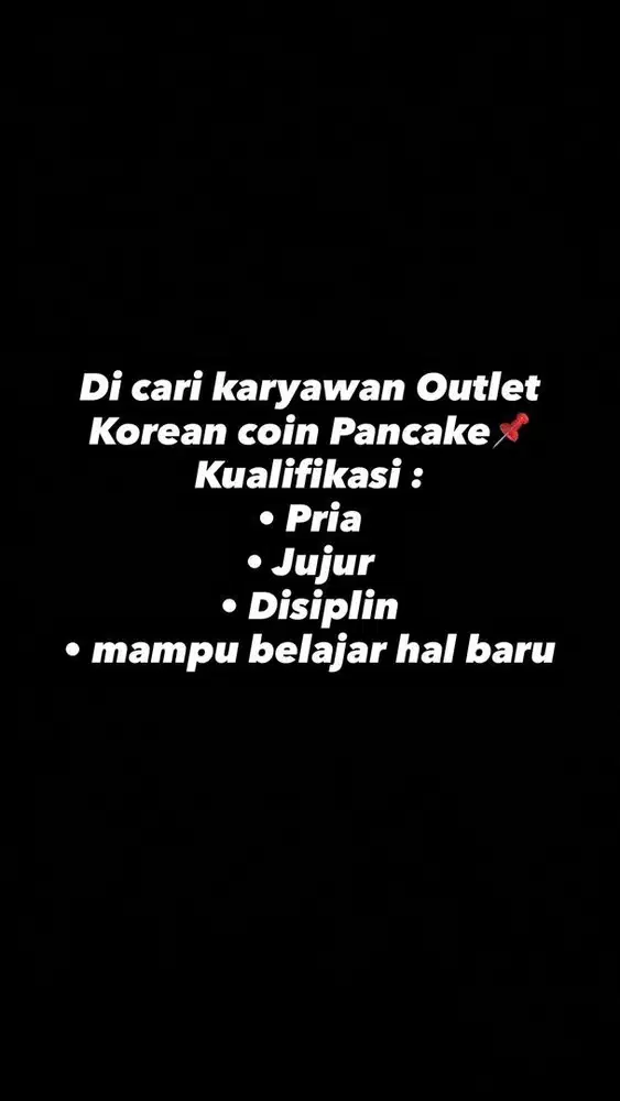 DI CARI KARYAWAN KOREAN COIN PANCAKE