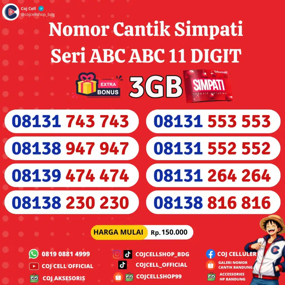 KARTU TELKOMSEL SERI ABC ABC/ABAB 11 DIGIT