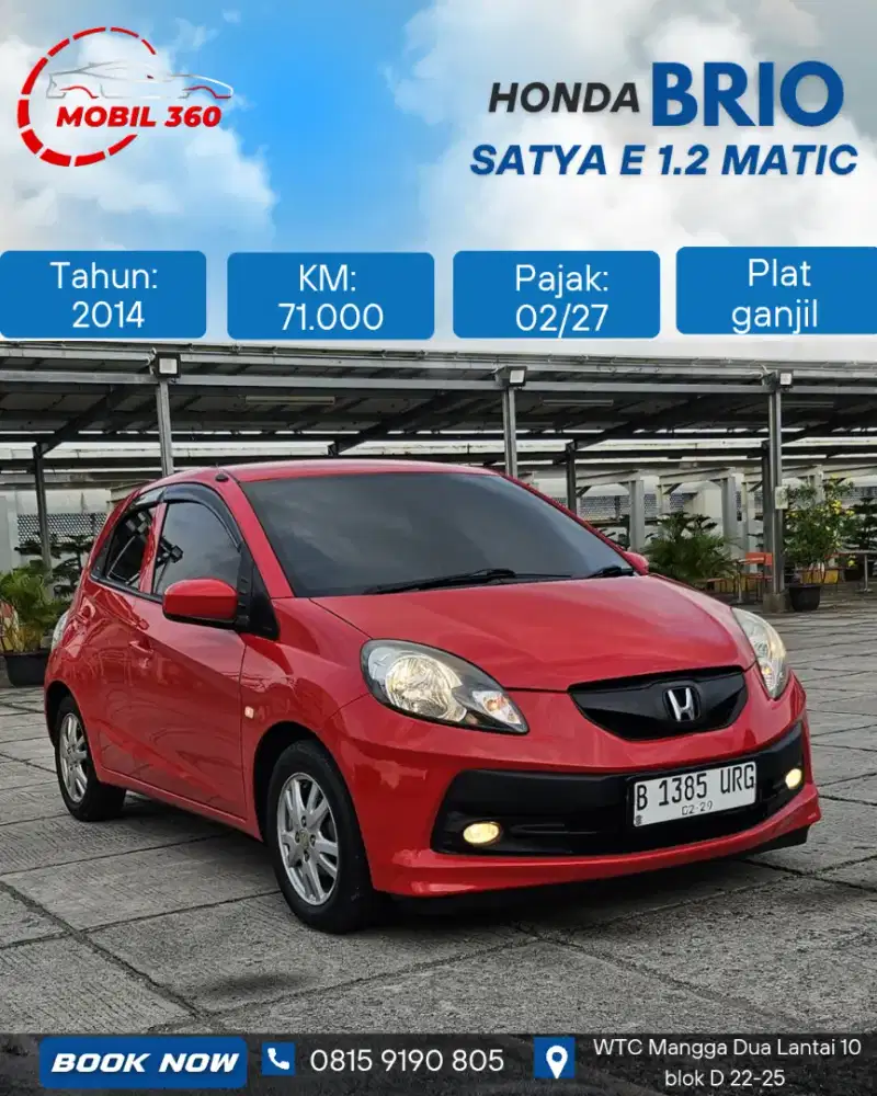 Honda Brio Satya E Cvt matic 2014 merah km71rb