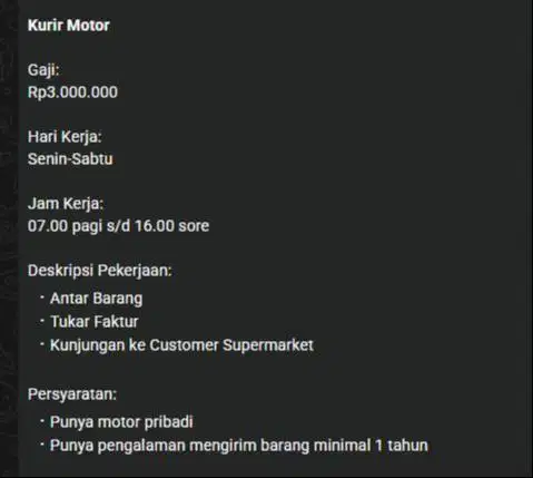 KURIR MOTOR (BUTUH CEPAT)