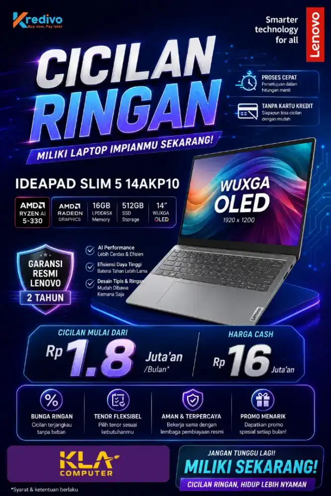 Promo Bunga 0% Laptop Lenovo Ideapad Slim 5 di KLA Komputer Mataram