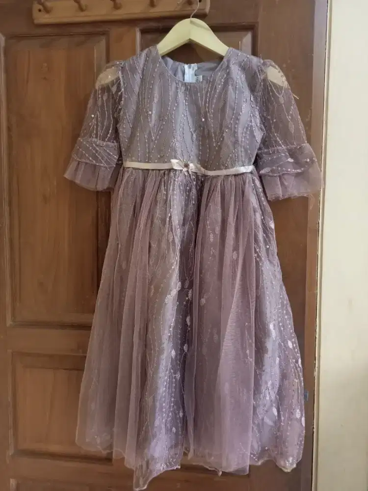 Sale dress tile brukat anak cewek baju pesta