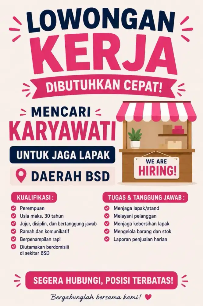 Lowongan kerja Jaga lapak