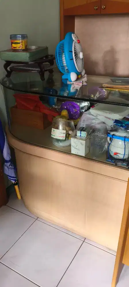 Jual meja counter sudut lengkung