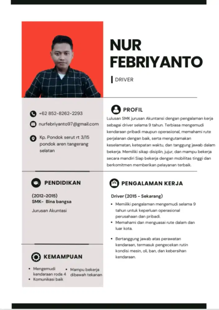 Mencari pekerjaan supir pribadi/operasional