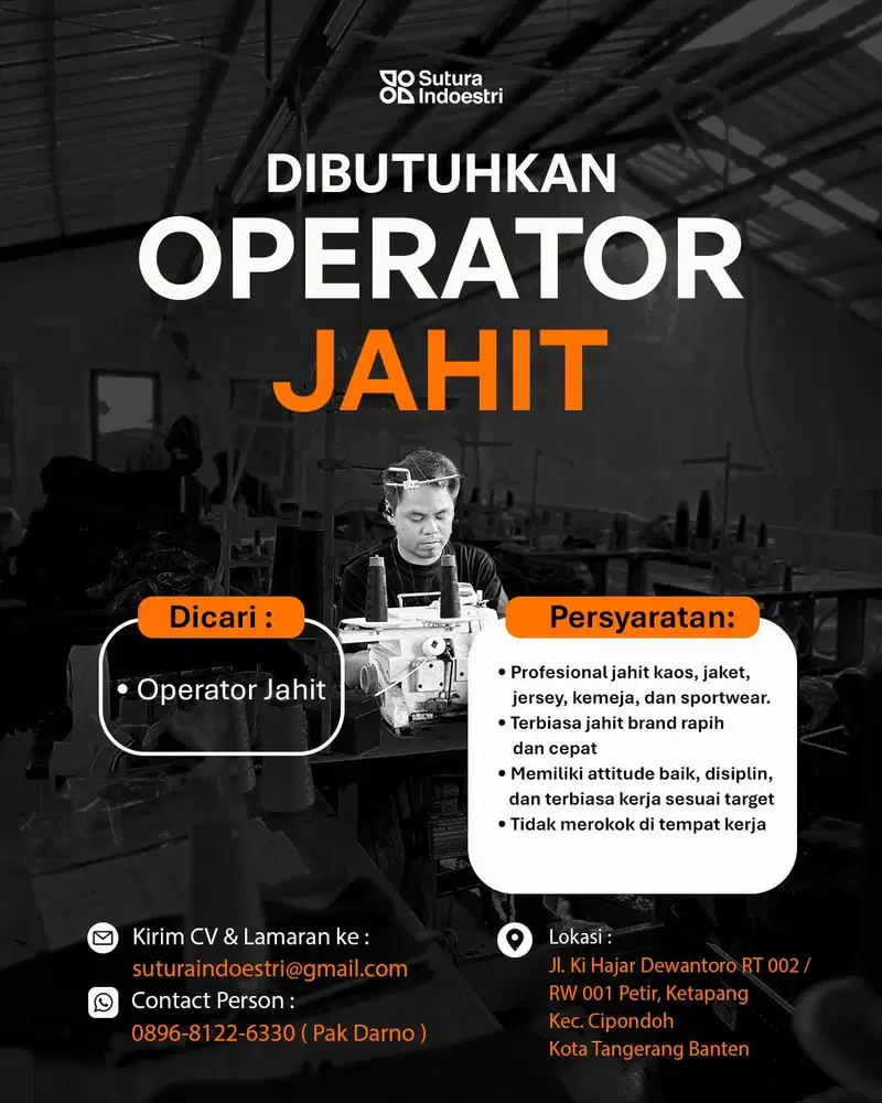 OPERATOR JAHIT GARMENT