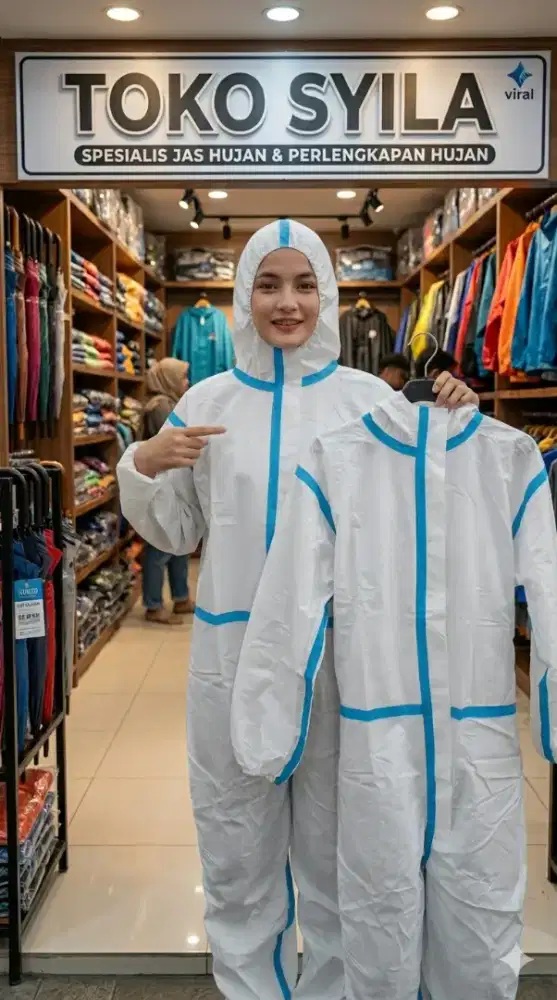 Jas hujan lengkap dengam pelindung sepatu