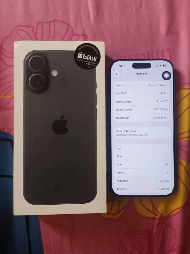 IPHONE 17 BASIC BLACK 256GB, ON GARANSI BLIBLI SAMPE 2027