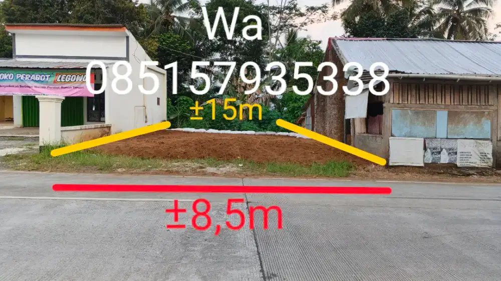 Dijual Tanah 150 m² pinggir jalan raya lokasi Kemiri Krajan Gebang