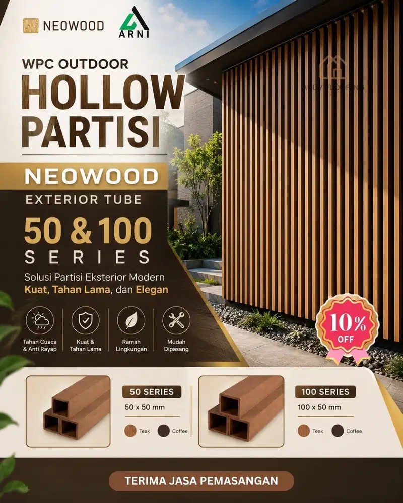 Partisi Hollow Outdoor NEOWOOD EXTERIOR TUBE 50&100 SERIES | WPC Outdo