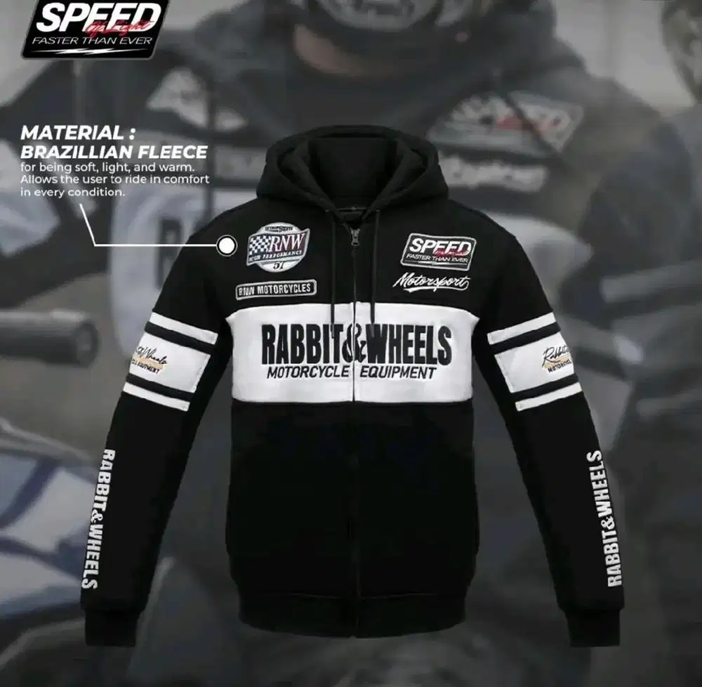 Rabbit and Wheels RNW Combo Hopdie Zipper Black XL Jaket Motor