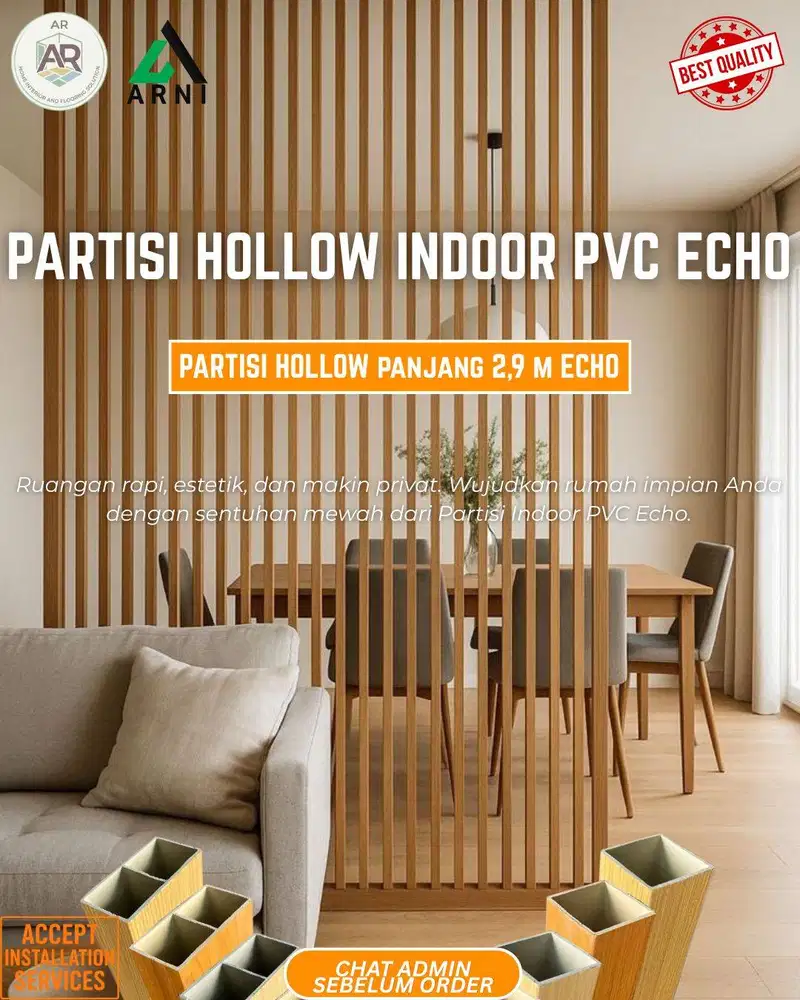 Partisi Hollow Indoor Echo | Kisi Kisi Pembatas Ruangan | Panjang 2,9