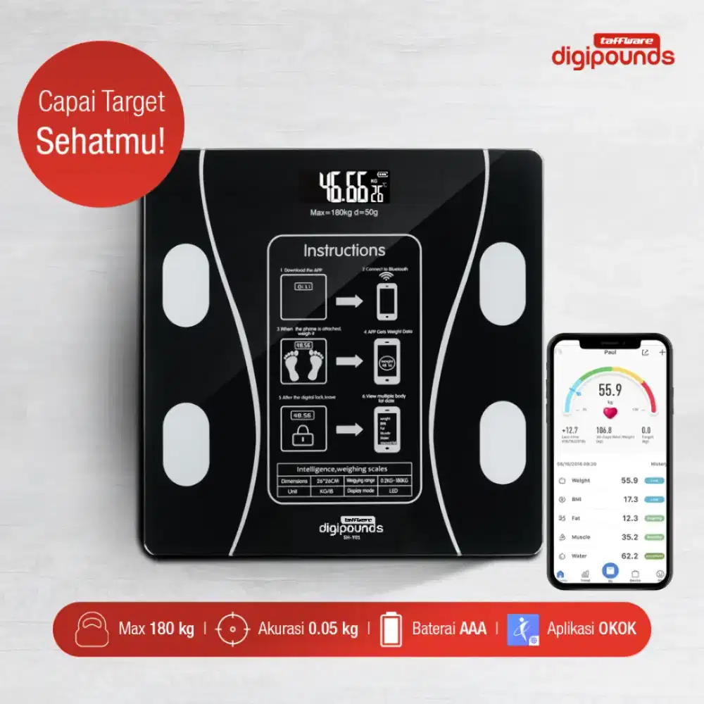 Timbangan Badan Digital Scale Bluetooth 180kg