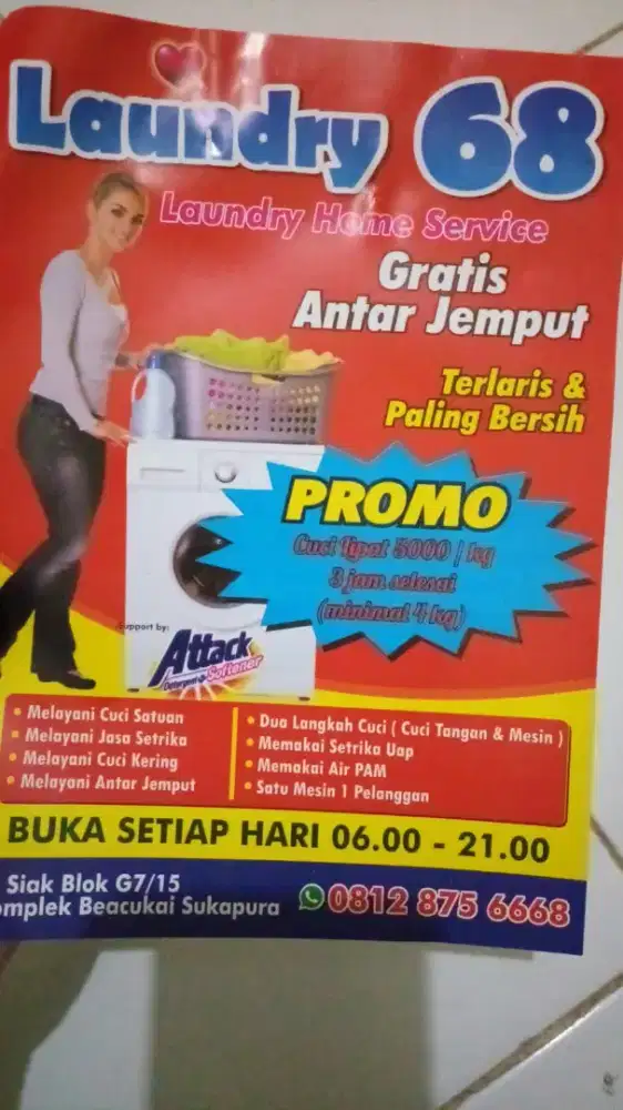 Dibutuhkan wanita pengalaman laundry.