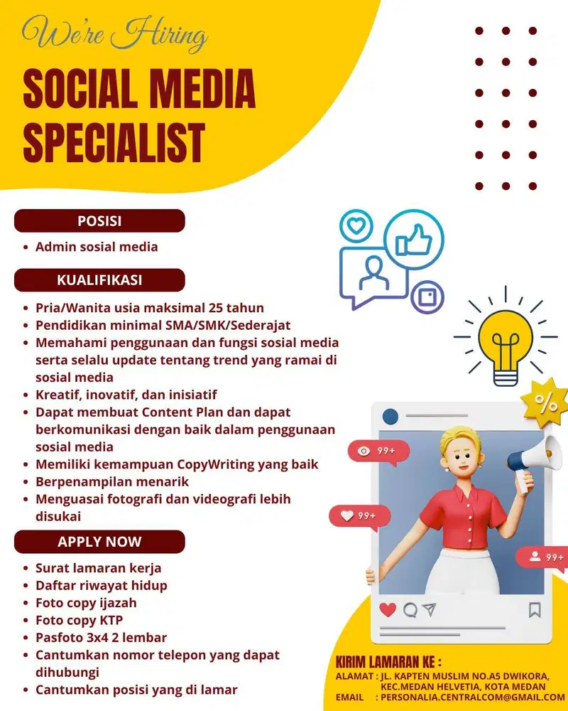 Dicari Sosial Media Specialist