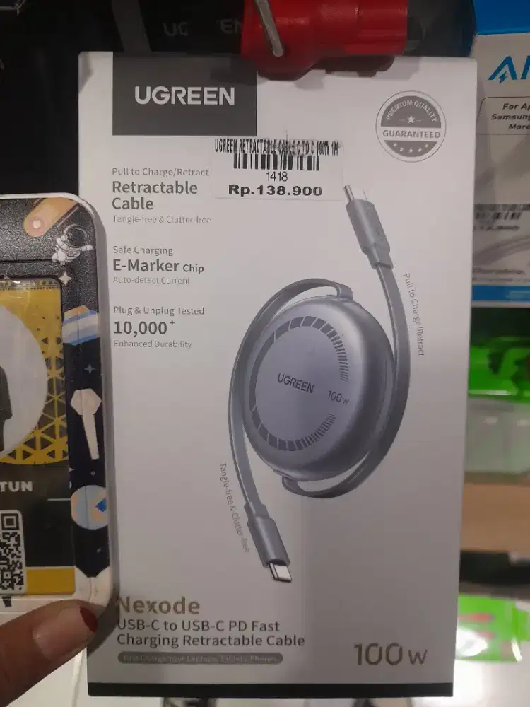 UGREEN RETRACTABLE CABLE C TO C 100W 1M ATLANTIS DAHSYAT