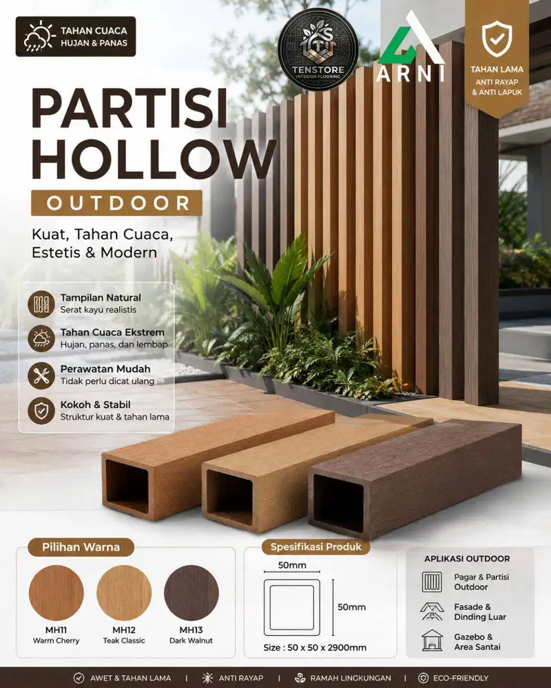 Partisi Hollow Outdoor WPC Champion | Kisi Kisi Fasad Rumah, Kantor, D