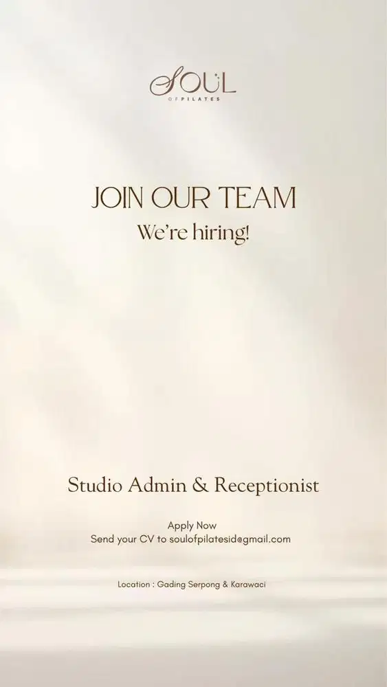 ADMIN & RECEPTIONIST STUDIO PILATES