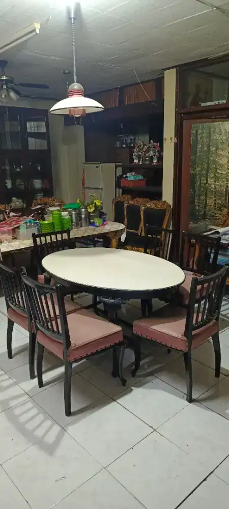 MEJA MAKAN KAYU, 6 KURSI