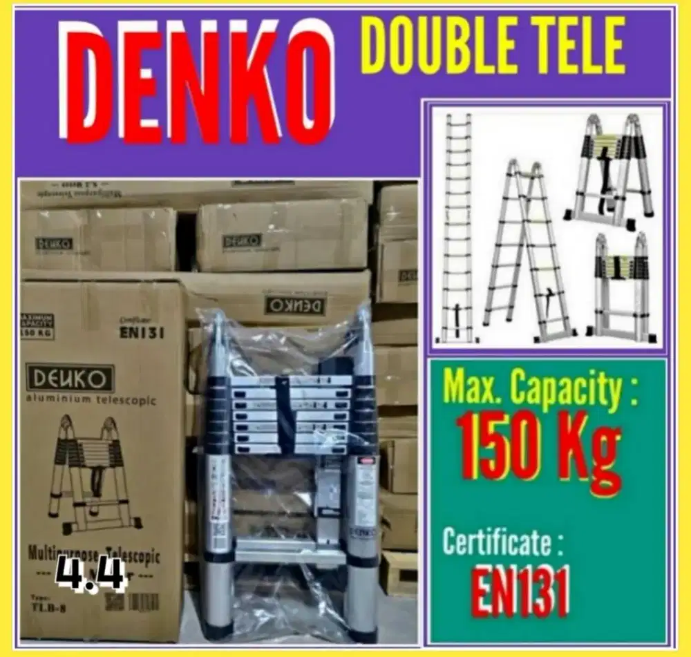 Tangga lipat alm double TELESCOPIK 4.4 Mtr.
