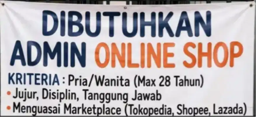 DIBUTUHKAN SEGERA ADMIN ONLINE SHOP KELOLA MARKETPLACE TOKO