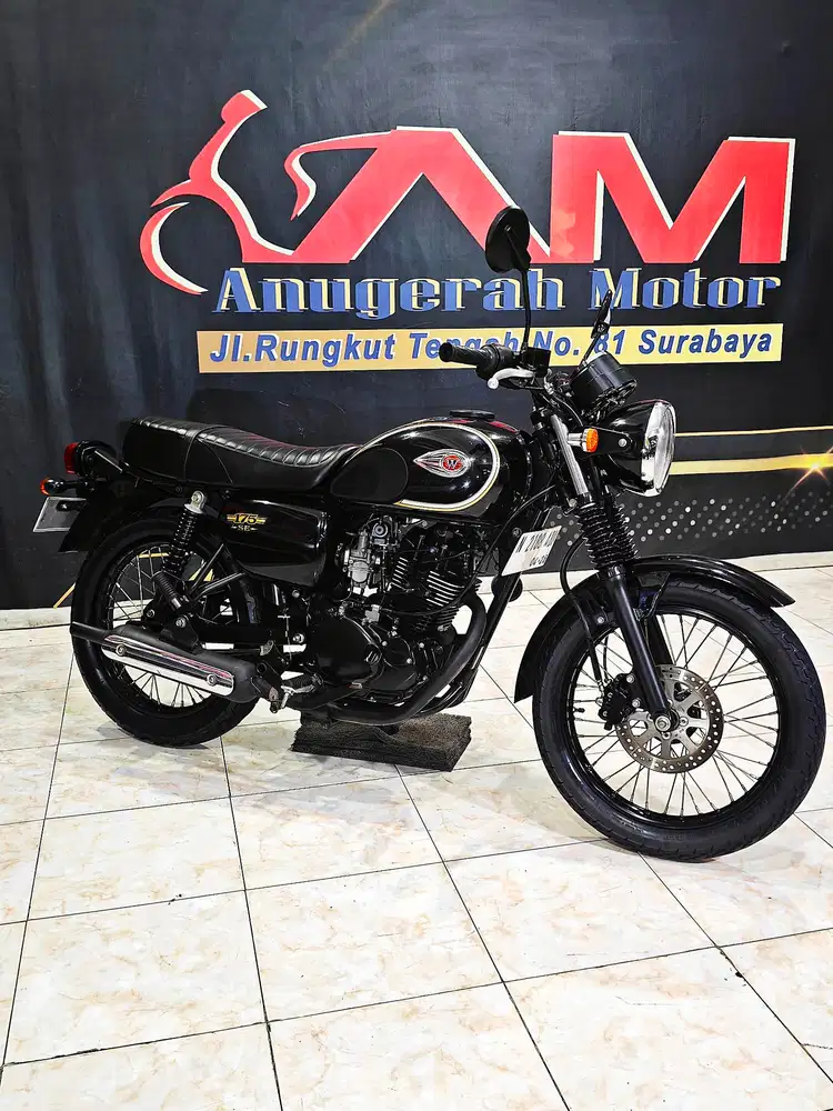 Kawasaki W175  Black Glossy Retro odo6rb mewah. Anugerah motor rungkut