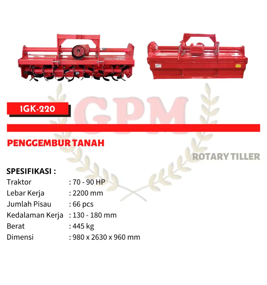 Rotary Tiller 1GK-220 220 cm Ready Berbagai Ukuran