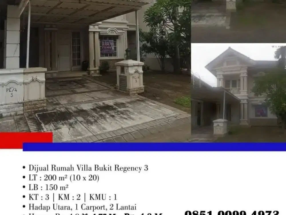 Dijual Cepat Termurah! Rumah Villa Bukit Regency 3