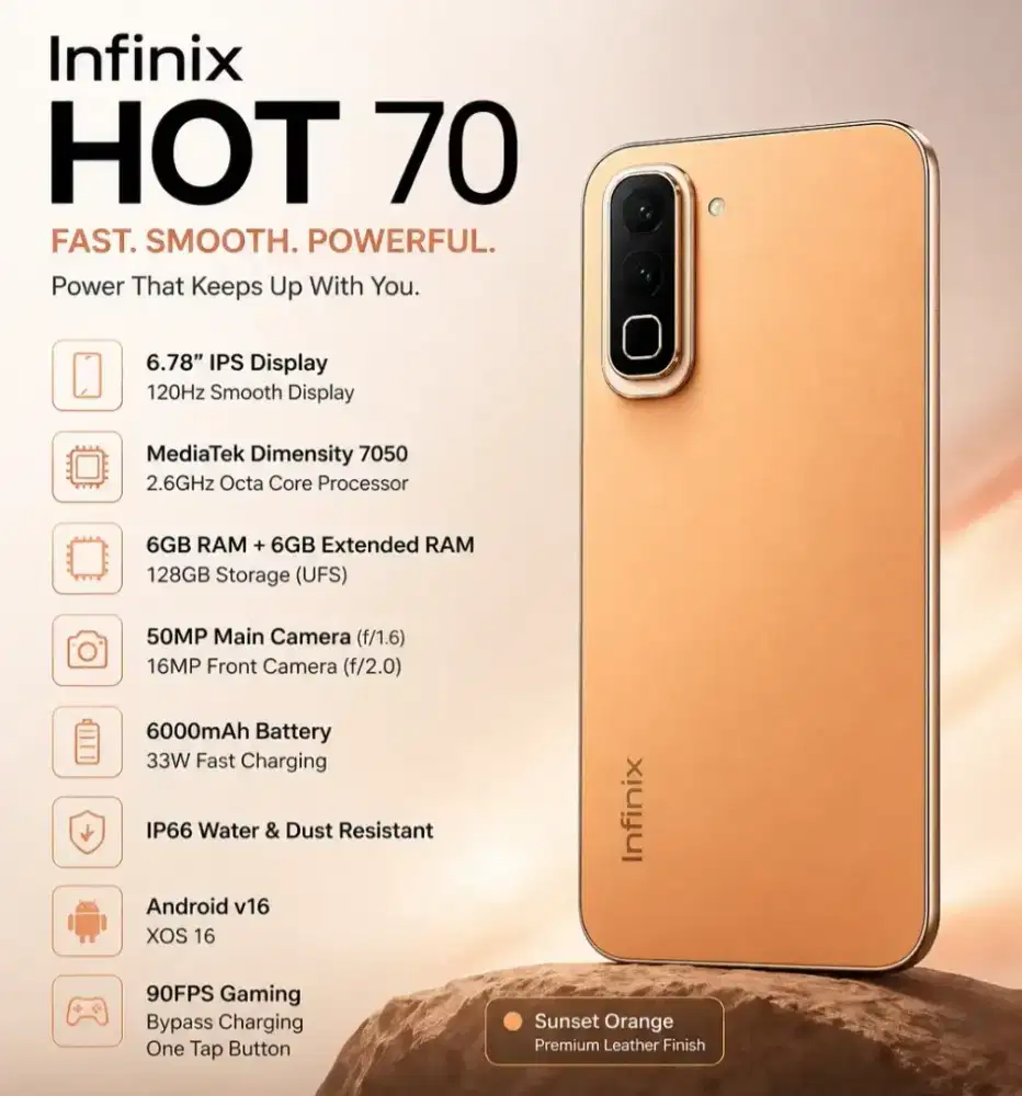 INFINIX HOT 70 NFC 6/128 - 8/128 - 6/256 GARANSI RESMI