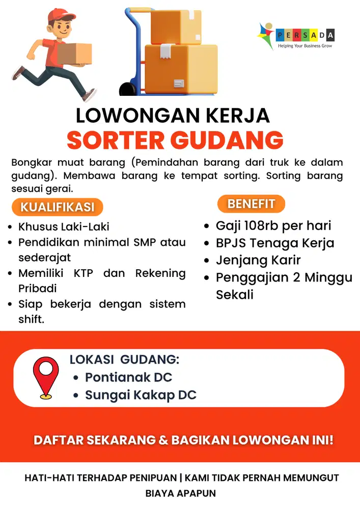 Lowongan kerja sorter gudang wilayah kalimantan barat