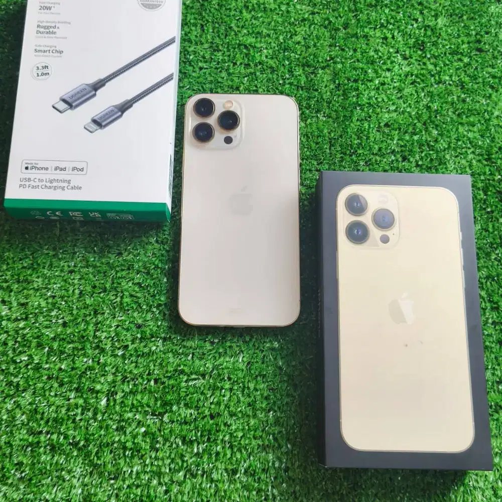 iPhone 13 Pro Max 256GB Gold BH 79% Ex Resmi cable Ugreen