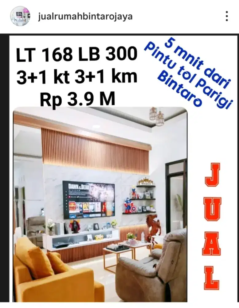Jual rumah mewah ada kolam renang dekat roll Parigi Bintaro