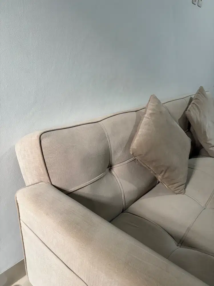 Sofa bed cream oat mahoni 3 seater
